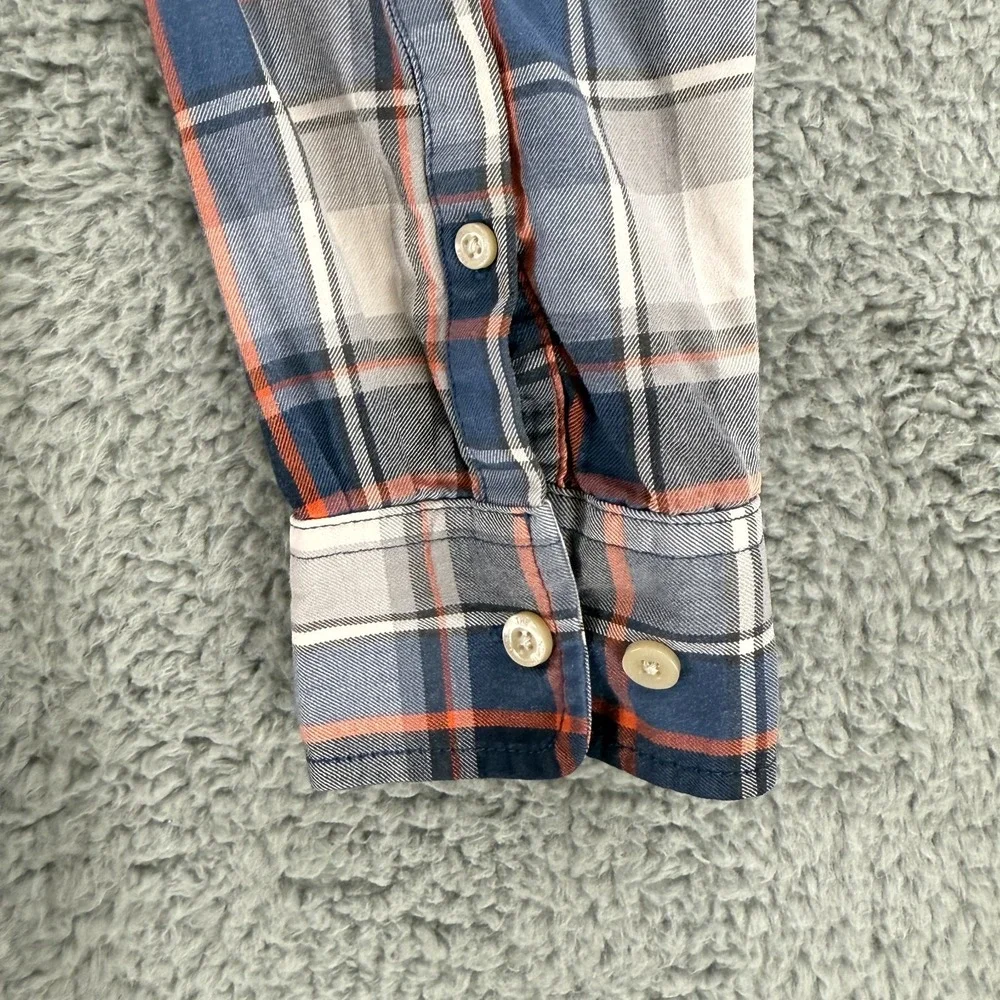 The North‎ Face Button-Up Shirt Mens Medium Blue Plaid Long Sleeve Cotton Casual